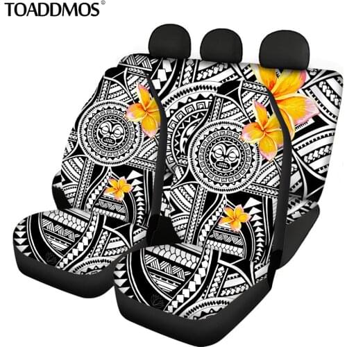TOADDMOS Polynesian Tribal Pattern Plumeria Car Seat Covers Protectors Set Universal Car Accessories Auto Interior Decoration