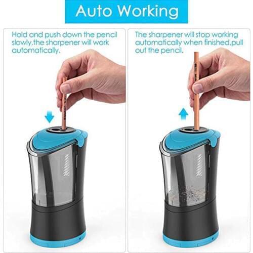 Electric Pencil Sharpener with Durable Helical Blade to Fast Sharpen USB Rechargeable Auto Stop Sharpener for 6-12mm Diameter