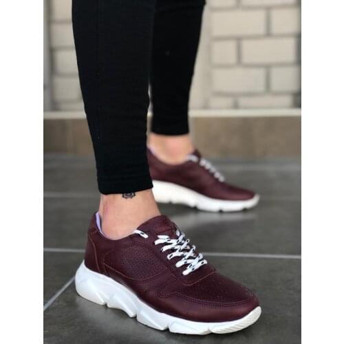 BA0120 BOA Comfortable High Thick the Bottom of Burgundy White Men 'S Sports Shoes