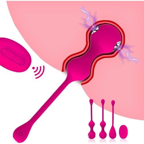 Electric Shock Kegel Vagina Ball Vagina Tighten Exercise Geisha Ball Wireless Remote Vibrating Eggs Smart Ben Wa Ball SM Sex Toy