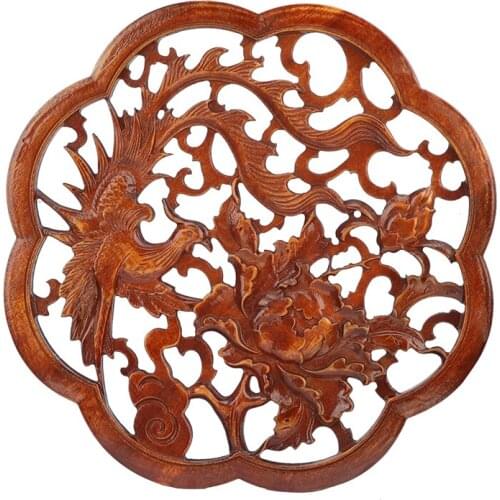 VZLX Wood Carved Applique Frame Corner Onlay Unpainted Furniture Home Door Decor Decoration Accessories Phoenix