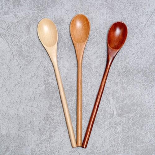 Japanese-Style Long Handle Wooden Spoon Coffee Stirring Rod Tea Dessert Spoon Mixing Soup Spoon Tableware Kitchen Supplies