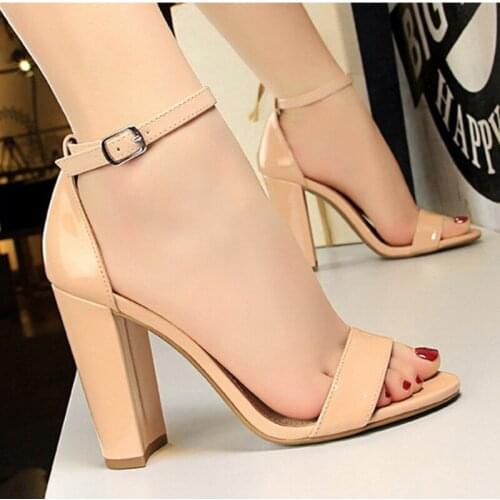 Women Chunky Heel Pointed Toe High Heel Sandals Block Heels Ladies Dress Pump Ankle Strap Shoes