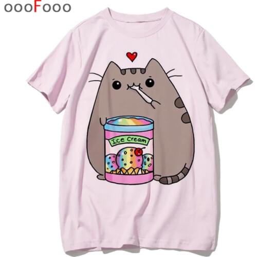 Pusheen women Tee shirts cat cartoon female t shirt top t-shirt tshirt kawaii korean plus size 90s harajuku casual graphic