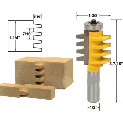 1PC 1/2 Shank Rail Stile Finger Joint Glue Router Bit Cone Tenon Woodwork Milling Carpentry Engraving Machine Cutter