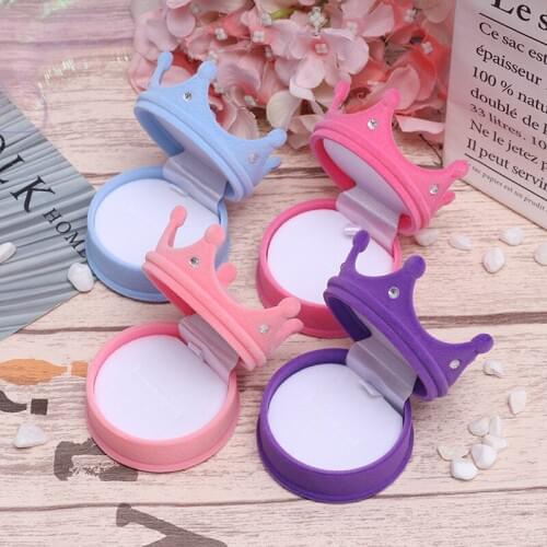 1Pcs Cute Princess Jewellery Case For Ring Necklaces Earring Box Crown Lint Valentine