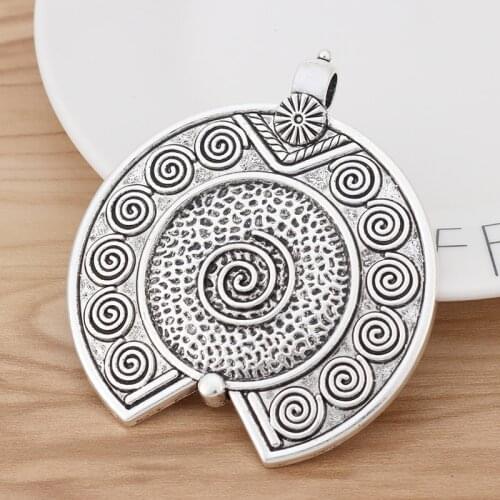 2 Pieces Boho Large Spiral Swirl Vortex Style Charms Pendants for Necklace Jewellery Making Findings