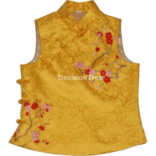 2021 embroidery qipao chinese top women camis traditional top women style sexy sleeveless vest retro jacquard elegant lady vest