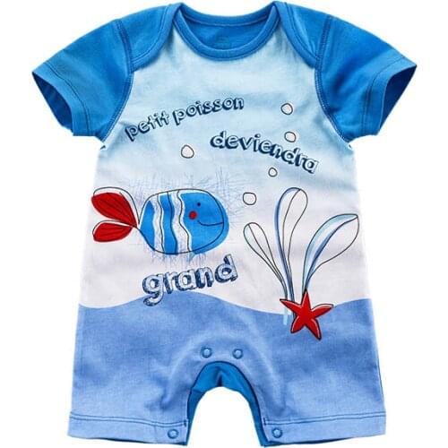 2021 Brand Summer Clothing Baby Jumpsuit Jumpsuit Baby Toddler Cotton Clothing Cartoon Fish Mini Car Newborn Baby