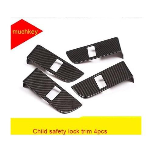 For Land Rover discovery5 2017-2019 carbon fiber Child safety lock trim 4pcs