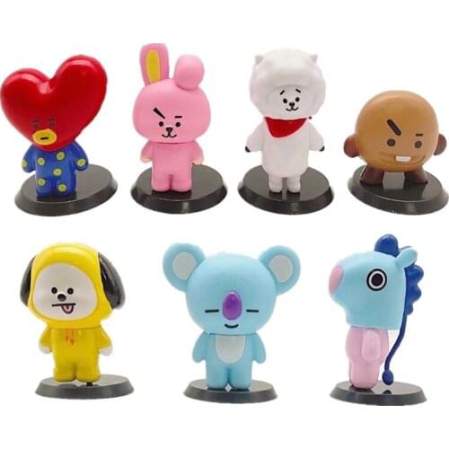 7pcs/lot TINY TAN Action Figure Bangtan Boys Toys Group Model KPOP Star TOP Funs A.R.M.Y PVC Birthday Gifts