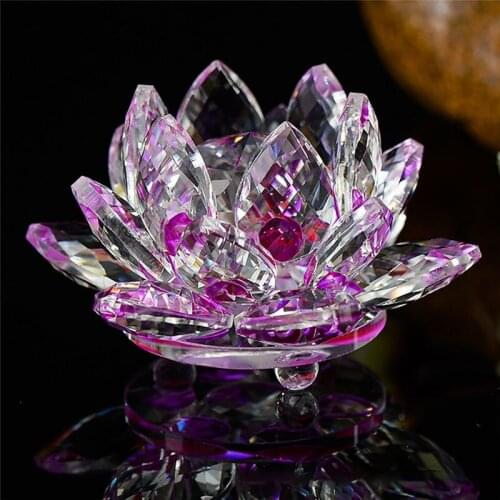 8/10cm Quartz Crystal Lotus Flower Crafts Glass Paperweight Fengshui Ornaments Figurines Home Wedding Party Decor Gifts Souvenir