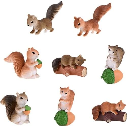 8 Pcs Squirrel Figures Animal Character Toys Cake Toppers, Squirrel Fairy Garden Miniature Figurines Collection Playset Christma