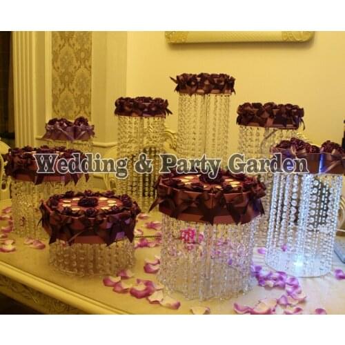 8pcs Wedding luxury Crystal Clear Circle Acrylic Round Cupcake Wedding Anniversary Birthday Supply Craft Display D15~30,H45~10