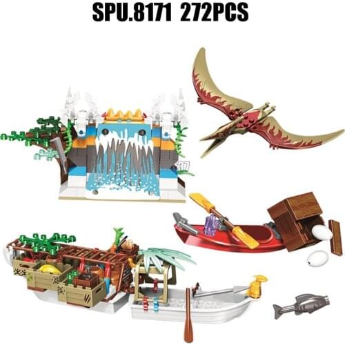 8048 272pcs Jurassic Dinosaur Tribe Supply Ship 3 Building Blocks Toy
