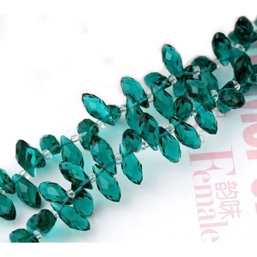 SEA MEW 6mm*12mm 95 PCS Glass Crystal Rhinestone Red Green Water Drop Beads Hole Bead For Jewelry Making