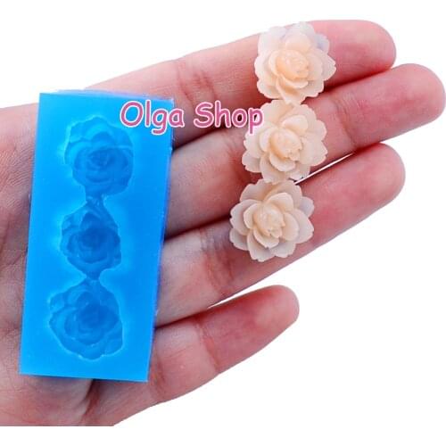 HYL196 47.1mm x 14.6mm Flower Silicone Mold Fondant Cake Decoration Candy Resin Clay Earrings Necklace Craft Soap Candle