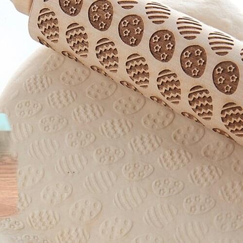 3D Christmas Embossing Wood Rolling Pin Tools Baking Xmas Gifts For Kids and Adults to Make Cookie Dough Kitchen TP899