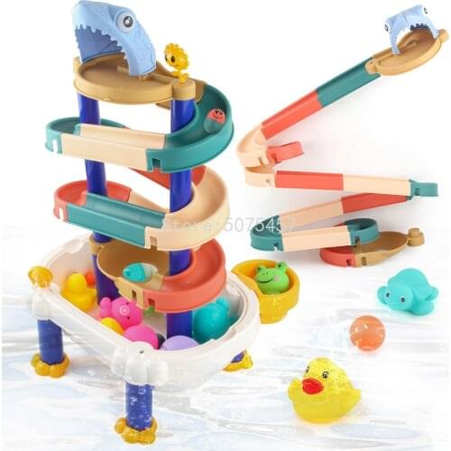 Bath Toys Baby Bathroom Duck DIY Track Bathtub Kids Play Water Games Tool Bathing Shower Wall Suction Set Bath Toy for Children