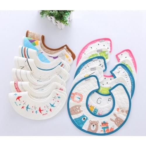 Infant Lovely Fashion Printted Cotton Saliva Towel Baby Bibs 360 Degrees Rotating Unisex