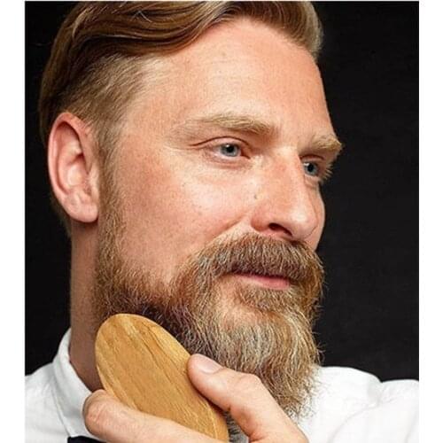 Men Boar Bristle Beard Mustache Combs Hair Brush Wood Handle Boar Mustache Styling Detangling Straightening For Beard Combs