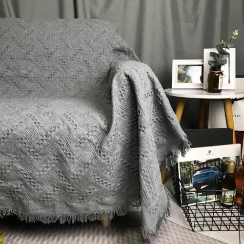 American style cotton rope knitting throw blanket dust proof cloth art pure color living room sofa blankets soft comfortable