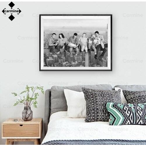 New York Skyline Canvas Poster Friends Tv Show Painting Vintage Wall Art Print Black and White Pictures for Home Room Decoration