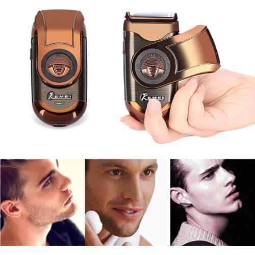 Kemei Portable Shaver 3D Double Floating Rechargeable Beard Trimmer Razor Reciprocating Shaver for Men Face Care Tool