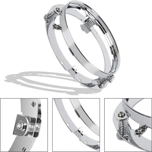 Round Headlight Ring For Harley Davidson Mount Bracket Chrome For Jeep Wrangler JK TJ 7INCH LED Headlamp Mounting Clamp Holders