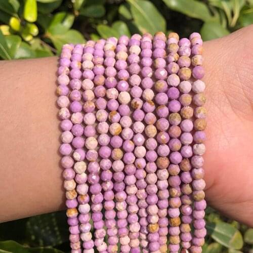 2 3 4mm Natural Faceted Round Purple Mica Loose Spacer Beads For Jewelry Making Findings Necklace Bracelet Accessories Supplies