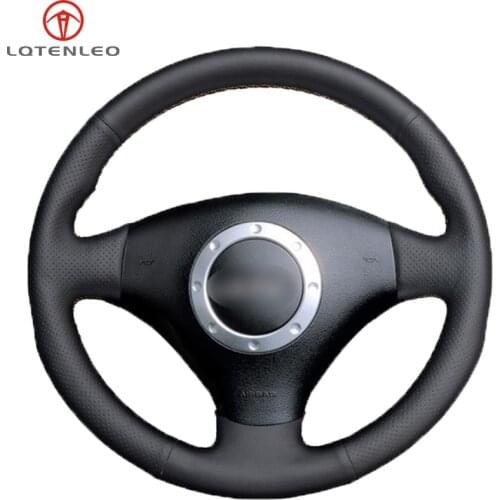 LQTENLEO Black PU Artificial Leather Car Steering Wheel Cover for Audi A3 2000-2003 A4 2003-2005 RS6 S4 2004-2006 TT 2001-2006