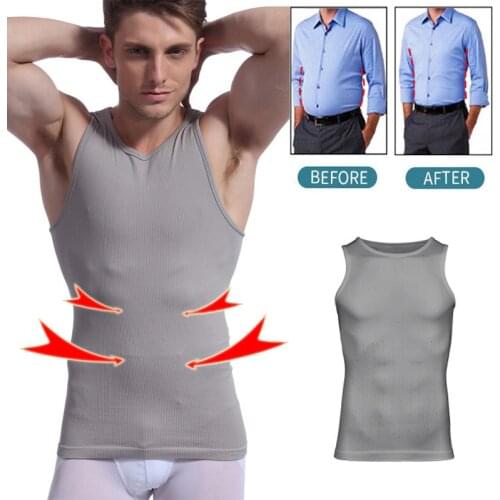Men Body Shapers Tank Top Tummy Control Belly Slimming Vest Fat Burning Fitness Tank