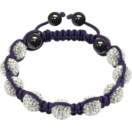 Micro Pave CZ Disco Ball Handmade Adjustable Crystal Charm Friendship Bracelets B1318