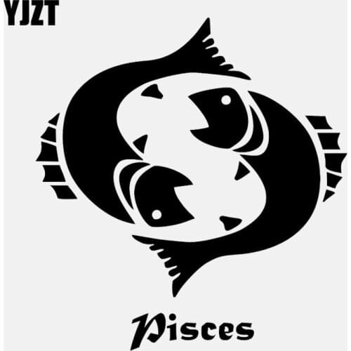 YJZT 14.8CM*15.8CM Car Sticker Decal Zodiac Astrological Astrology Fish Pisces Art Decor Vinyl Black/Silver C24-0510