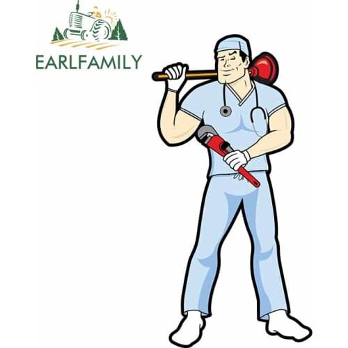 EARLFAMILY 13cm x 6.9cm For Drain Surgeon Car Styling Stickers Personality Decal Waterproof Car Assessoires for VAN ATV