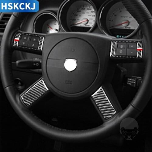 For Dodge Challenger 2008 2009 2010 2012 2013 2014 Carbon Fiber Stickers Steering Wheel Button Frame Interior Car Accessories