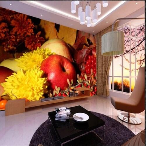New 8D Mural Modern Creative Hand Painted Fruit And Vegetable Restaurant Living Room Background Wall apple photo 3d Mural