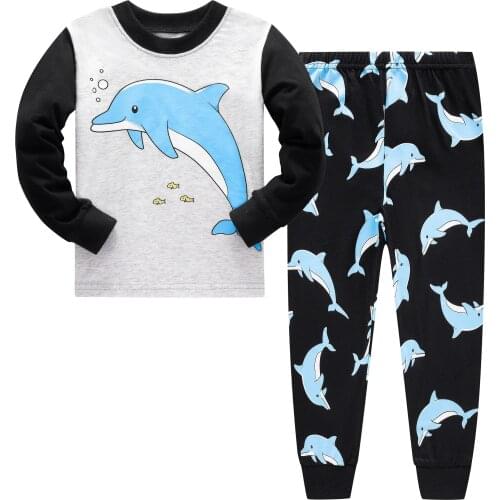 Boys Warm Pyjamas Sets Dinosaur Pyjamas Boys Pjs Long Sleeve Cotton Sleepwear Children Boys Clothes for Age 1-7 Years Kids