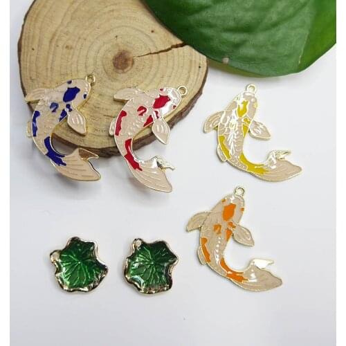 BULK CHARMS 10 Koi Fish Charm Pendants for Bracelet Earrings Planner Jewelry DIY Making Beach Theme Enamel Fish Charms Koi #KO38