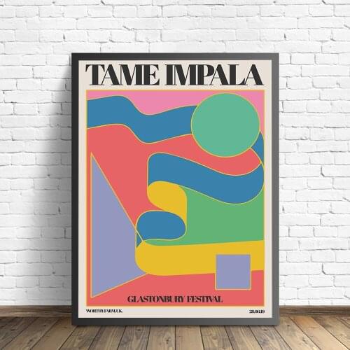 Tame Impala At Glastonbury Gig Poster Vintage Colorful Canvas Painting Retro Wall Decor Pictures for Posters Aesthetic Room Deco