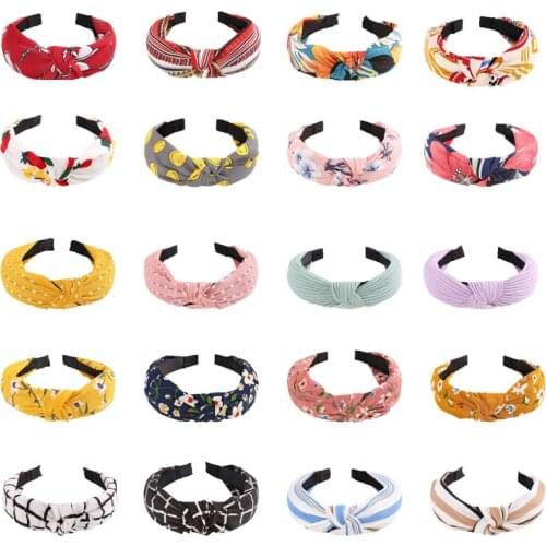 10pcs/lot Popular Top Knot Hairband for Women Girls Headdress Floral Print Cloth Headband Fashion Head Hoop Headwear Accessories