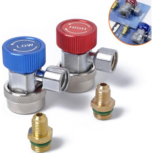 1 Pair R134A AC Air Condition Adjustable Quick Coupler High Low Adapter Connector
