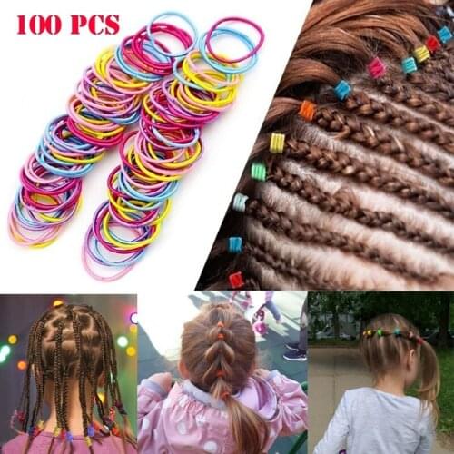 100 Pieces/Set 3 Cm Nylon Elastic Cord Hair Accessories Girls Rubber Bands Colorful Headband Ladies Hairstyle Fixed Accessories