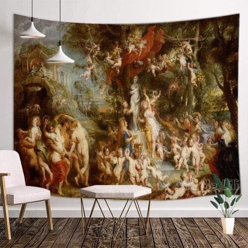 Rubens Oil Painting Venus Feast Art Printed Tapestry Interior Wall Hanging Unique Design