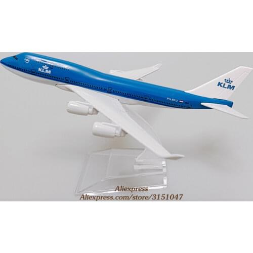 Alloy Metal Air KLM B747 Airlines Airplane Model KLM Boeing 747 Airways Plane Model Stand Aircraft Kids Gifts 16cm
