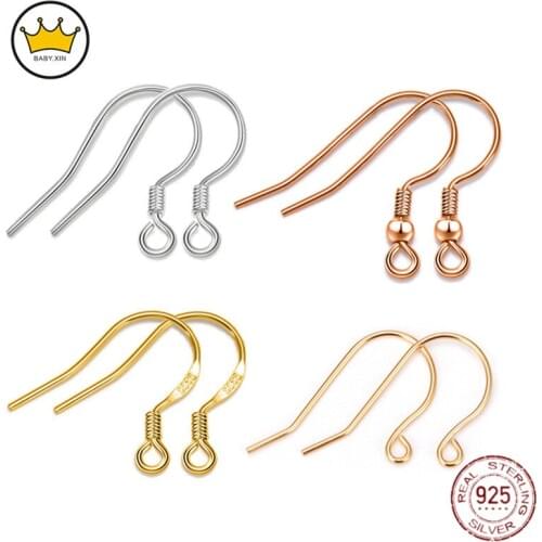 10pcs 925 Sterling Silver Flat Word Ear Hook Accessories Ladies Earrings Plated Gold DIY Sterling Silver Accessories Wholesale