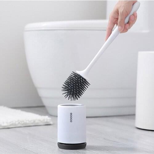 Silicone Toilet Brush Holder Quick Drain Cleaning Brush Tools Toilet Brush With Quick Drying Holder Set