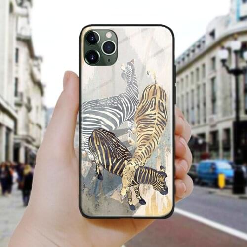 Nordic Abstract Metallic Zebras Silicone Glass Phone Case Cover Shell For iPhone SE 6 6s 7 8 Plus X XR XS 11 12 Mini Pro Max