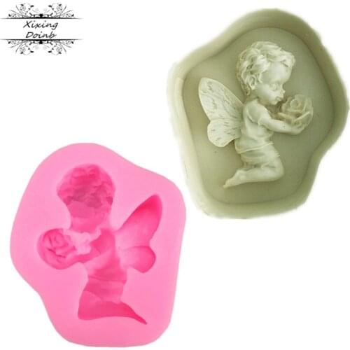 Sugarcraft Angel boy Frame silicone mold fondant mold cake decorating tools chocolate gumpaste mold
