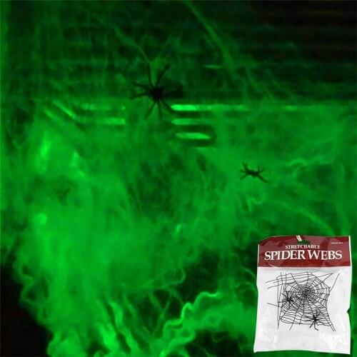 Luminous Spider Web Halloween Scary Party Scene Props White Stretchy Cobweb Horror Halloween Decoration For Bar Haunted House